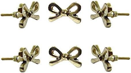 Perilla Haza Készlet 6 Brass Fém Gombok a Kabinet & Fiókok Dekoratív Bow Gombok Haza konyhaszekrény Hardver Szekrény Üveg