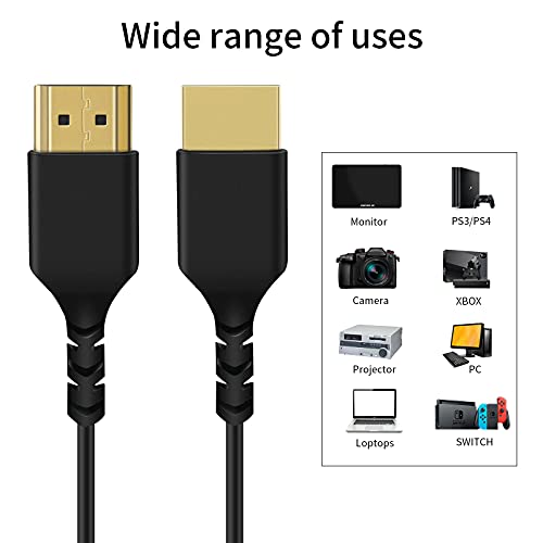 ANDYCINE Ultra-Vékony HDMI-HDMI Kábel 2.5 FT Rugalmas Vékony HDMI Kábel 2.5 mm Kábel Átmérő Támogatja a 3D,4K,DCI 4k a DSLR
