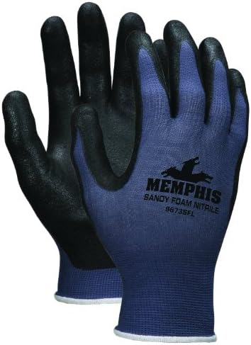 MCR Biztonsági 9673SFXS Zökkenőmentes Nylon Kötött Memphis Kesztyűt a Sandy Befejezni kezében, s Ujját, Kék/Fekete, X-Kicsi,